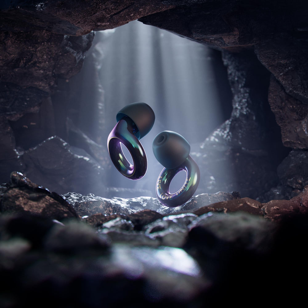 Loop Tomorrowland earplugs inserted for a comfy, balanced listening experience