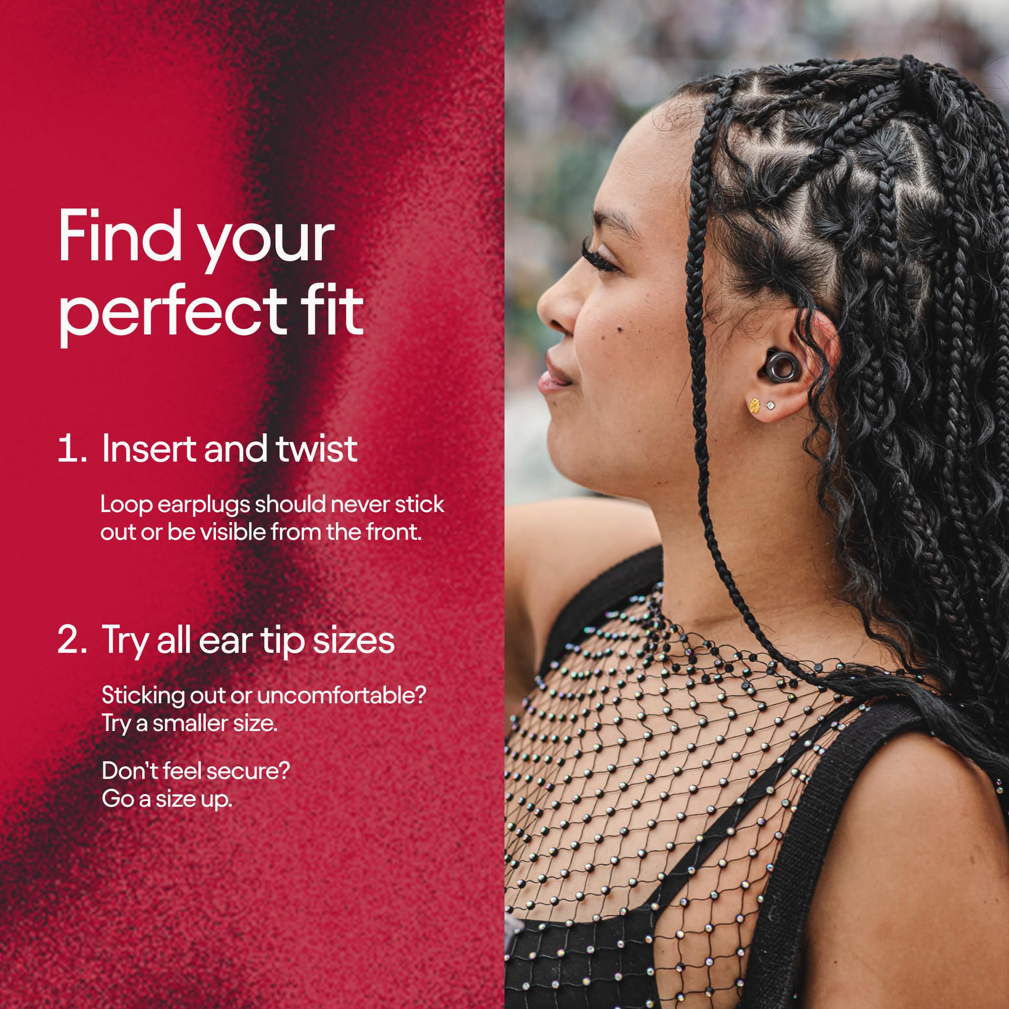 Loop earplugs with keychain carrier ready for nightlife events