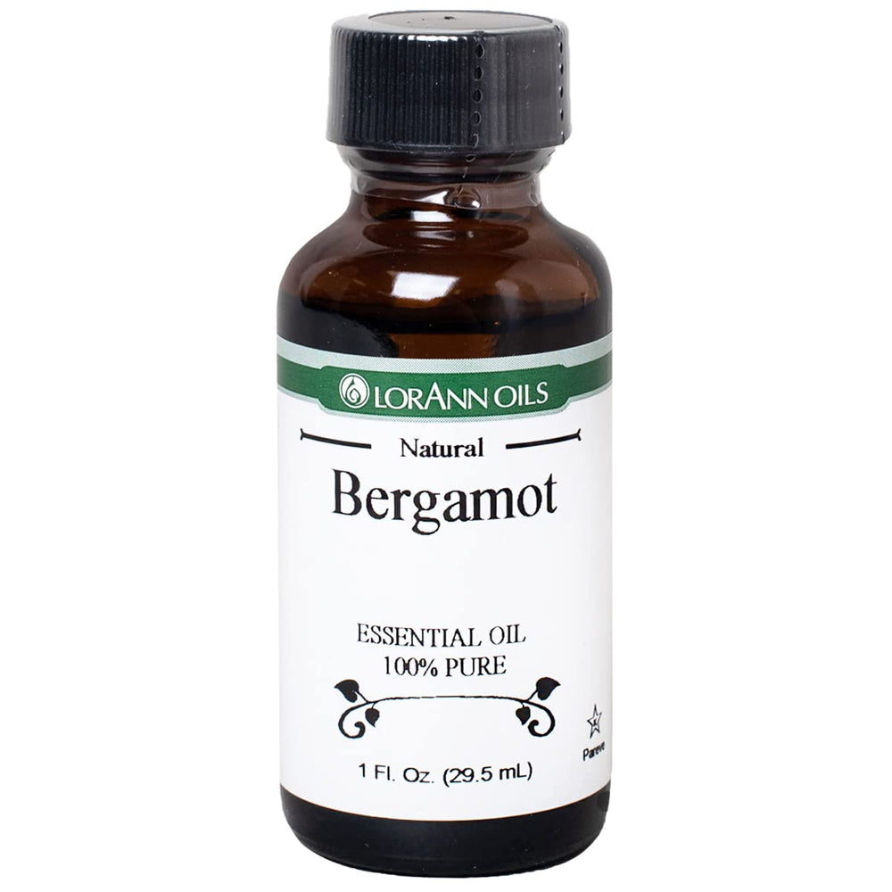 LorAnn Bergamot Oil 1oz bottle — pure citrus flavoring for desserts.