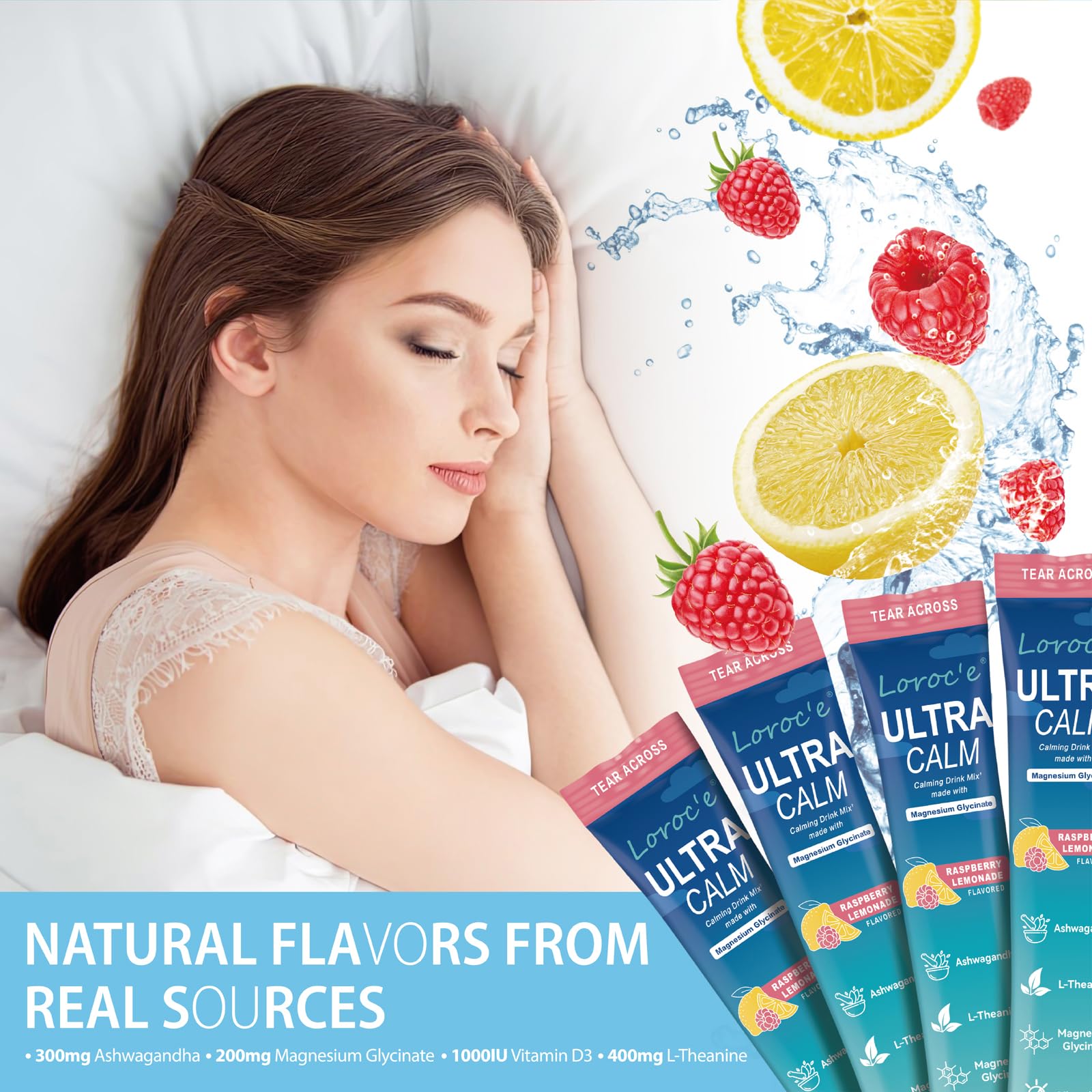 Loroc'e UltraCalm natural fruit powder texture visible in the mix