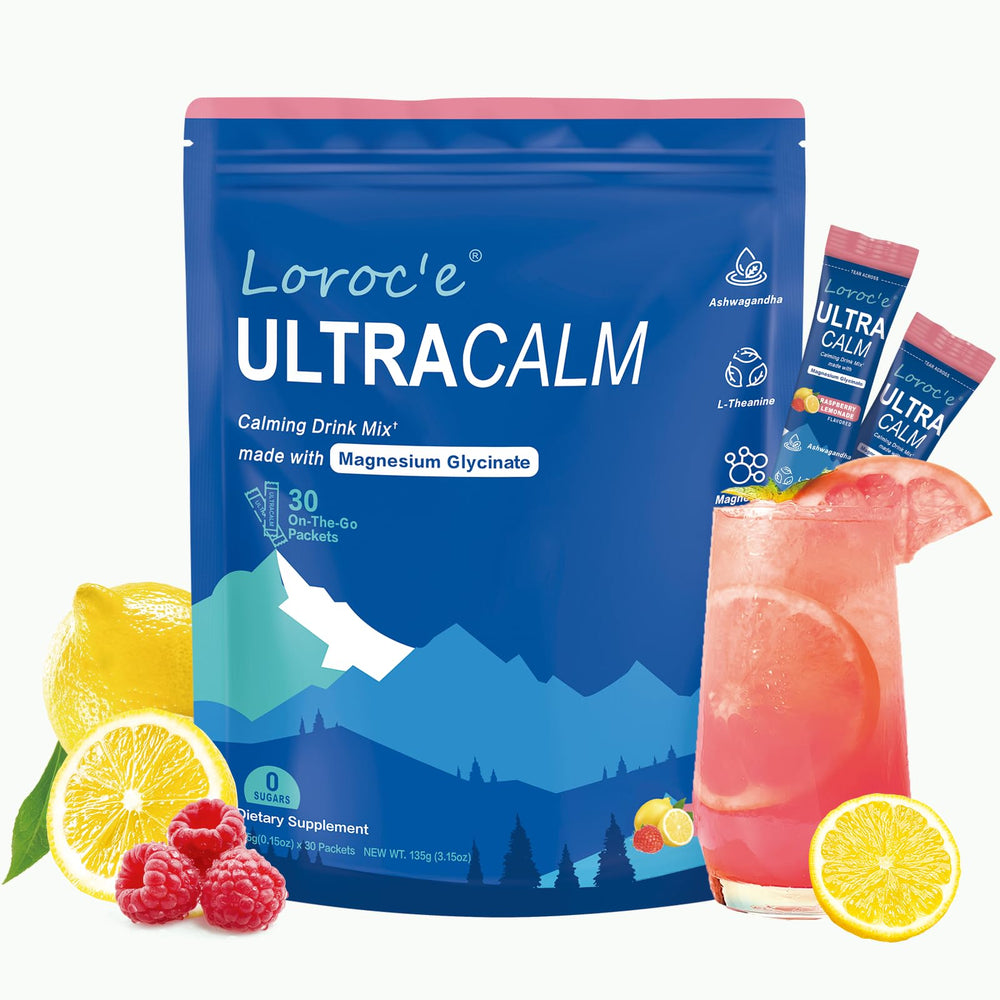 Loroc'e UltraCalm Raspberry Lemonade sachet ready to mix for a calming moment