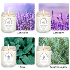 LOSNYA Lavender candle close-up in a clean glass jar for calm ambience.