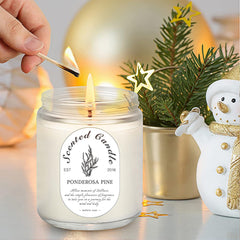 LOSNYA Ponderosa Pine candle jar evokes forest freshness in a sleek jar.