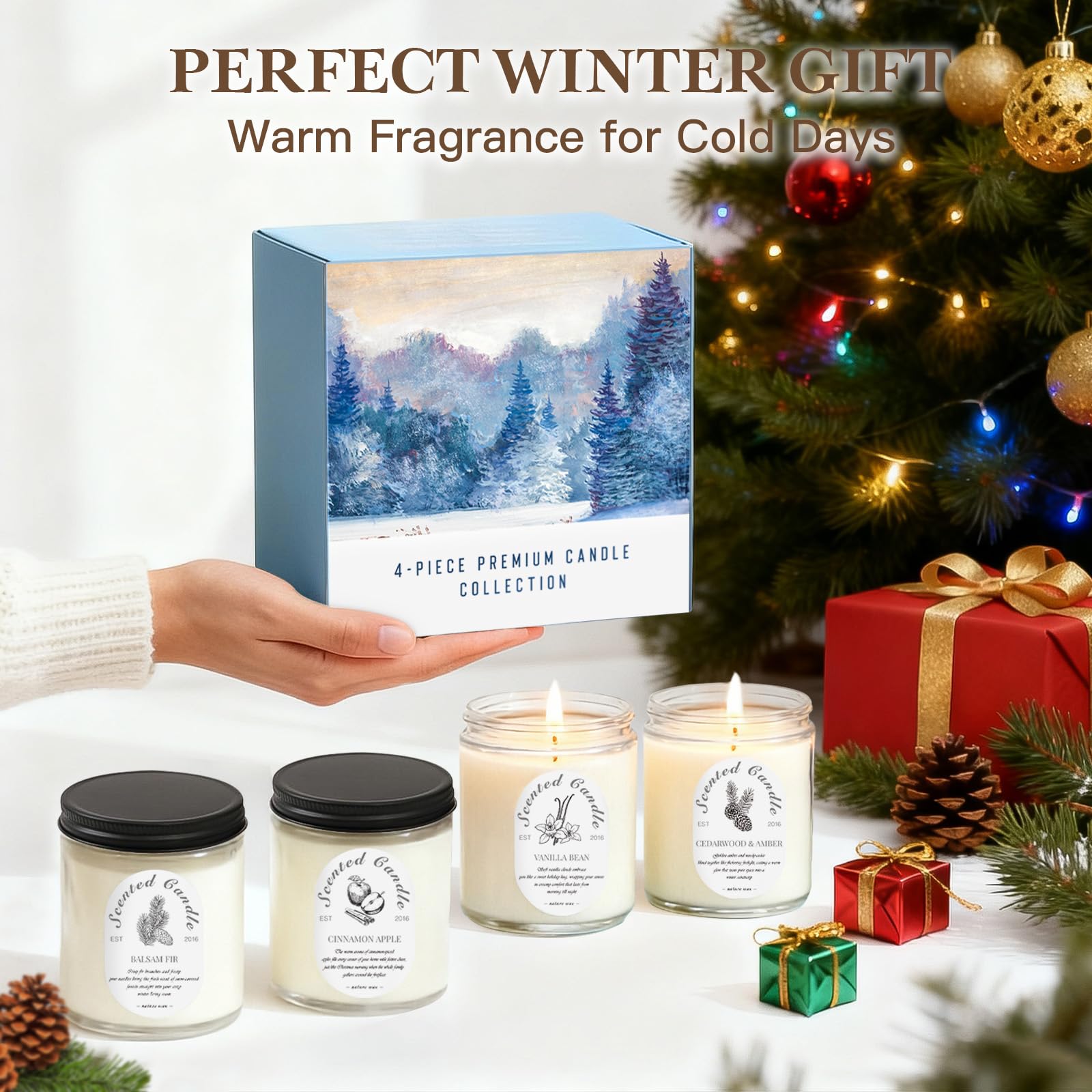 LOSNYA Gift-ready set in minimalist glass jars complements elegant home decor.