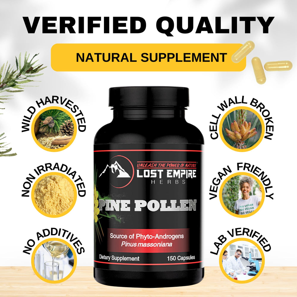 Lost Empire Herbs cell-wall cracked pine pollen powder enhances absorption