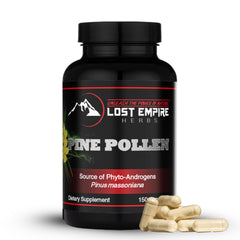 Lost Empire Herbs Pine Pollen Capsules packaging shown for easy daily supplementation