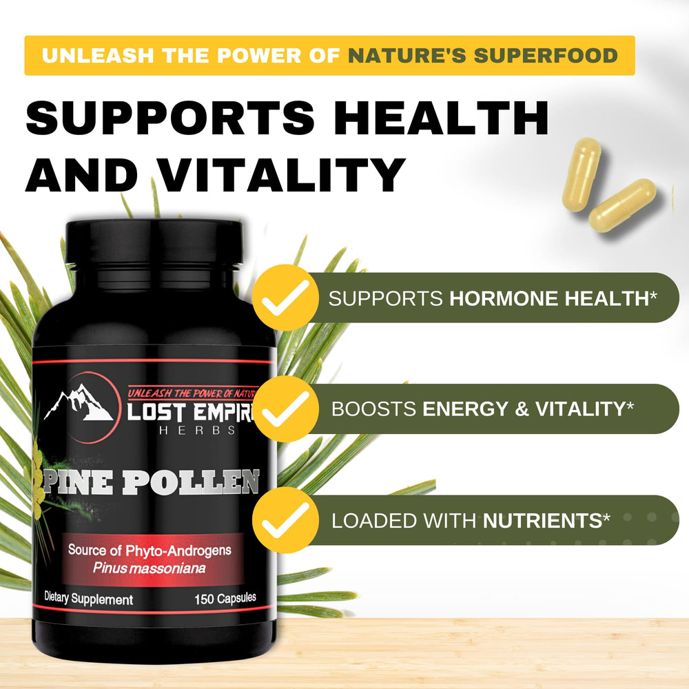 Lost Empire Herbs pine pollen powder in its natural form from wild harvest