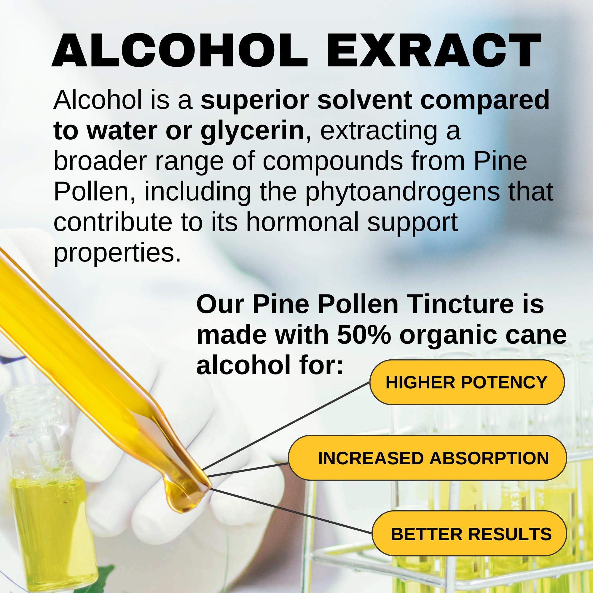 Lost Empire Pine Pollen Tincture under-tongue application with dropper.