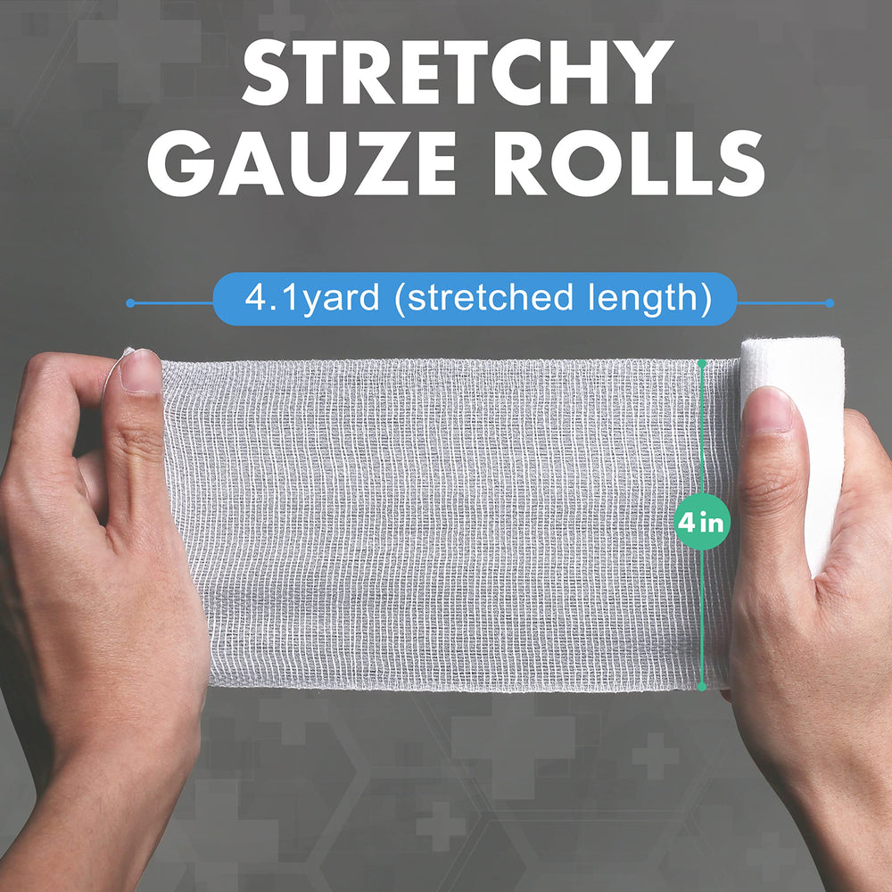 LotFancy gauze roll 4x4 conforming wrap on a limb demonstrates flexible coverage.