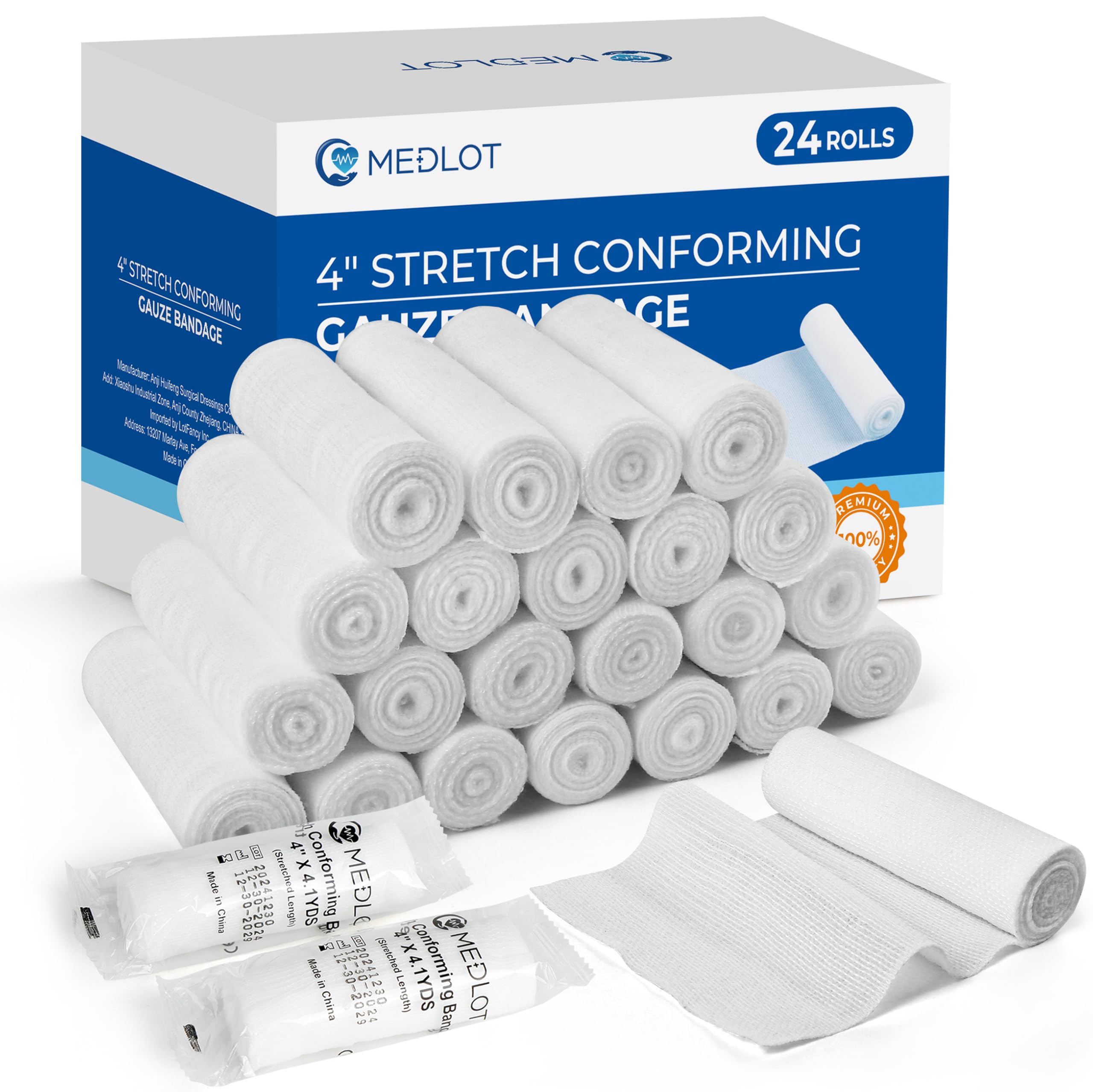 LotFancy gauze rolls packaging close-up for easy first aid storage