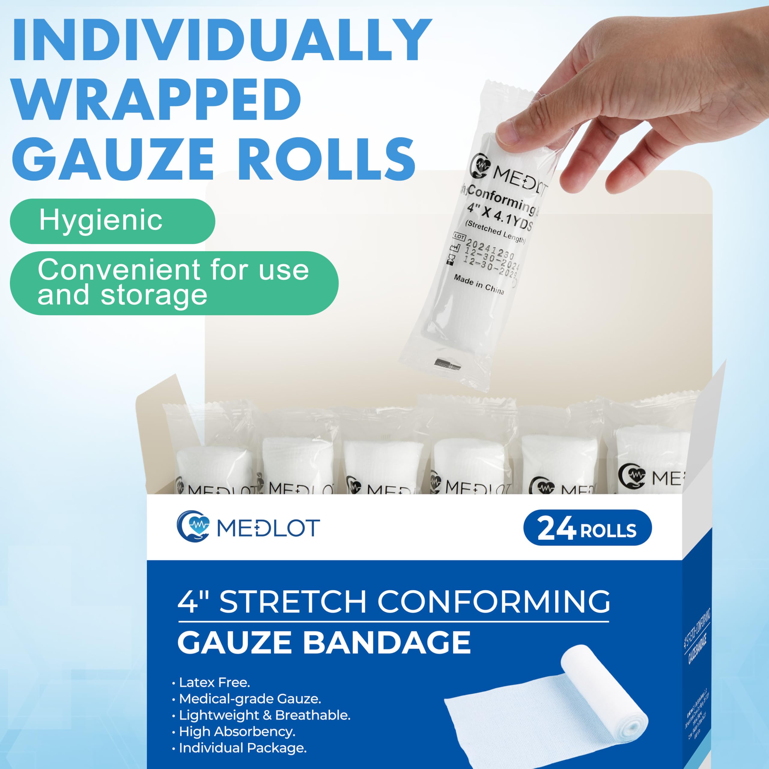 LotFancy gauze rolls stretchable wrap for joints like knees