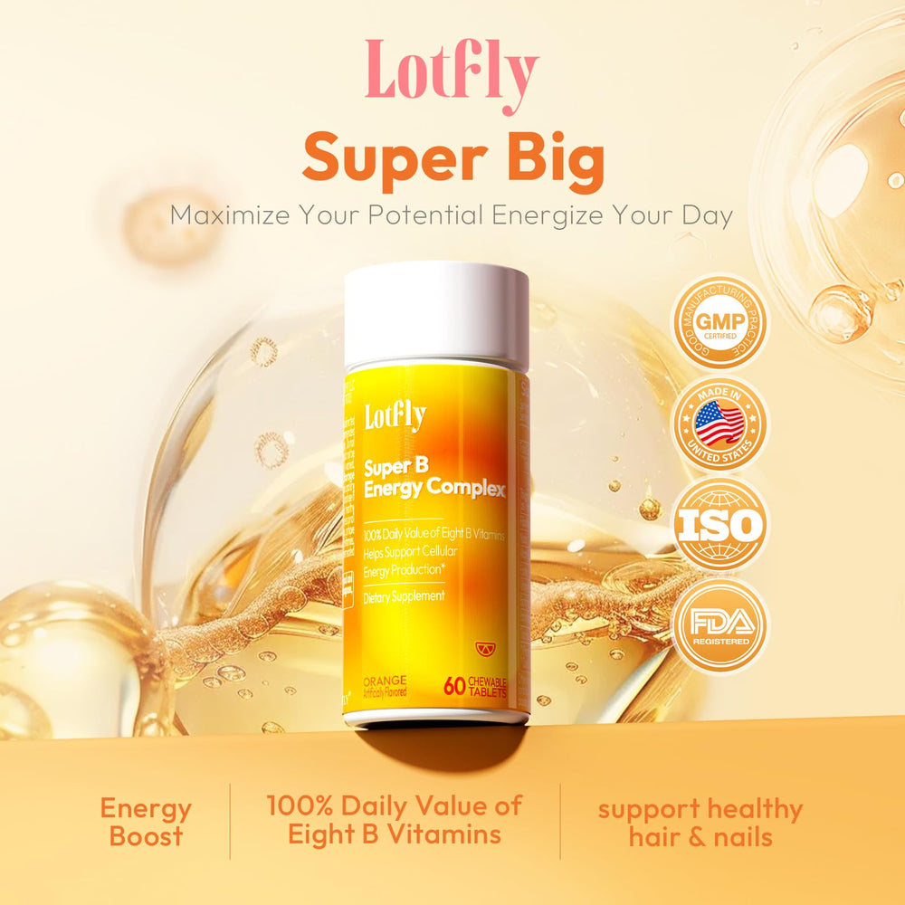 LOTFLY Vitamin B Complex tablets close-up highlighting chewable form