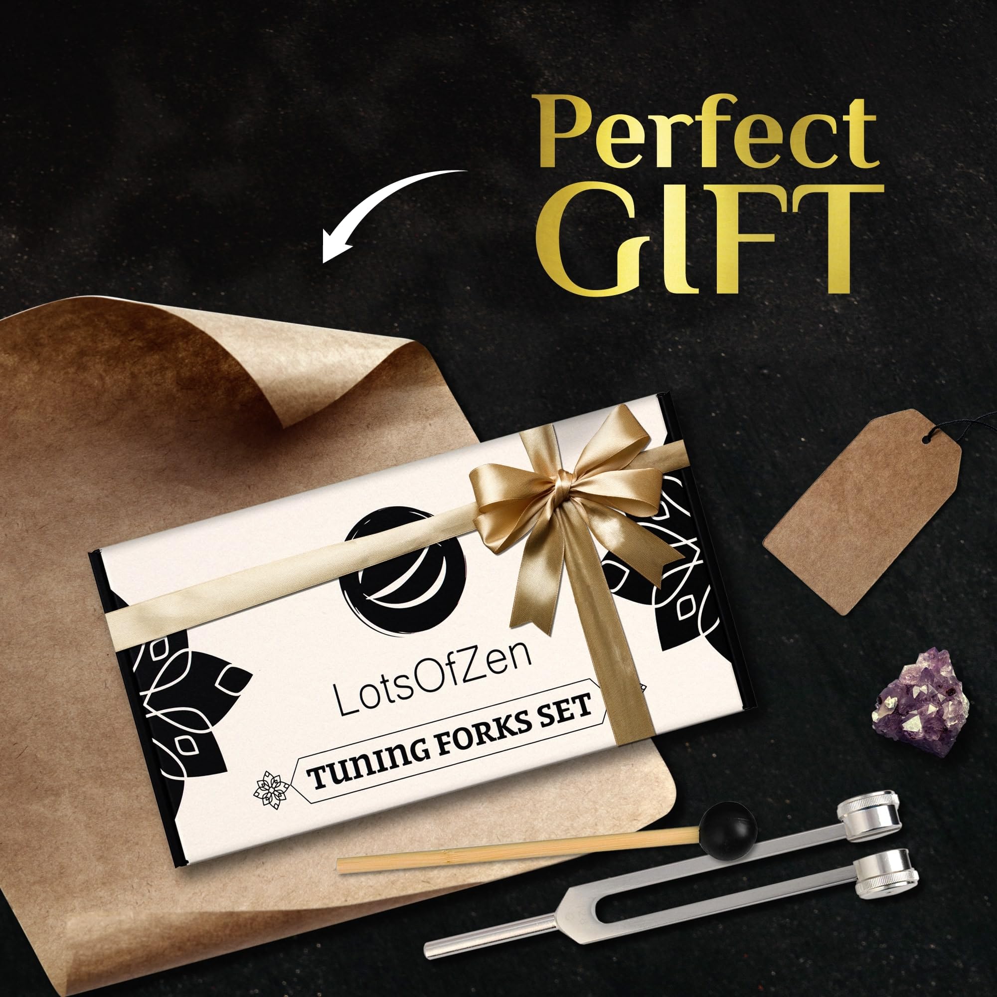LOTS OF ZEN tuning forks in premium gift box for thoughtful wellness gifts.