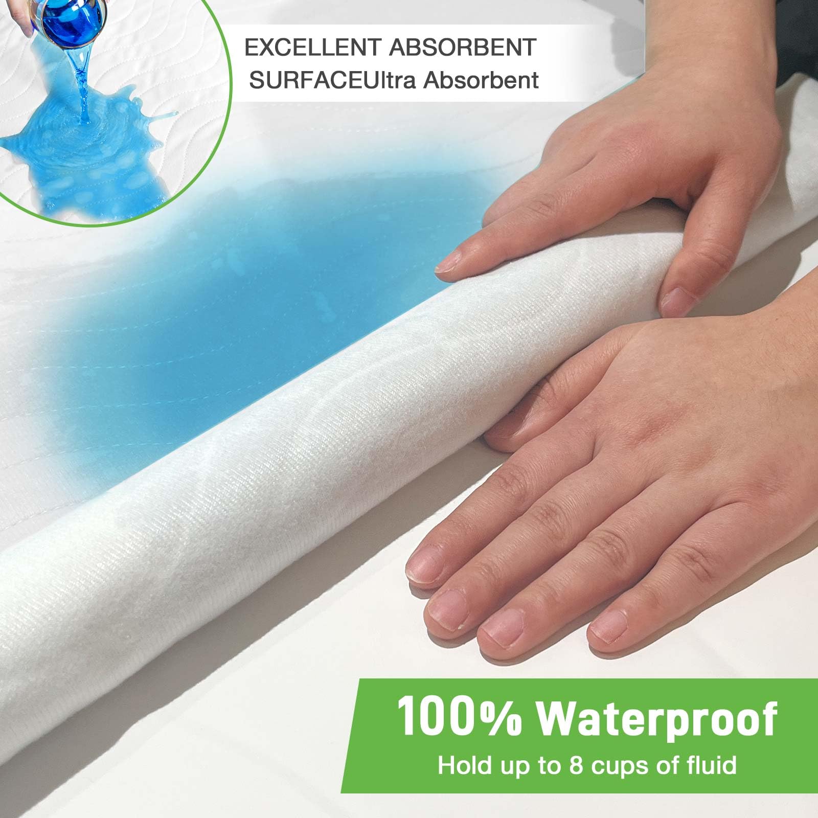 LotuFlor tuckable side flaps secure the bed pad under the mattress all night.
