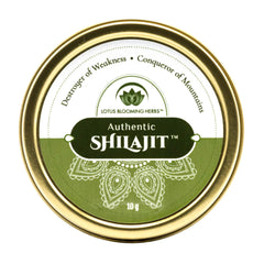 Lotus Blooming Herbs authentic Shilajit resin bottle highlights pure minerals for daily vitality.
