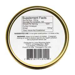 Lotus Blooming Herbs Shilajit resin close-up shows dark gooey texture.