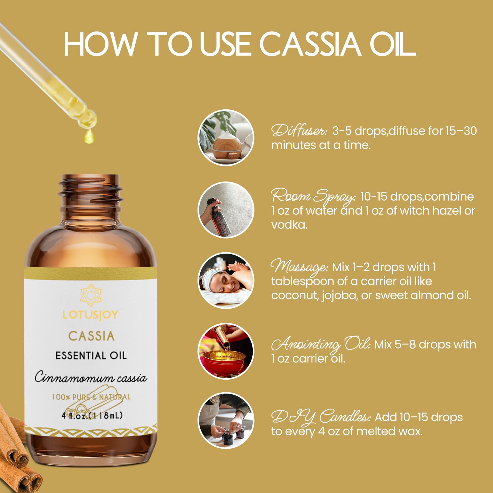 LOTUSJOY Cassia amber glass bottle preserving potency and purity