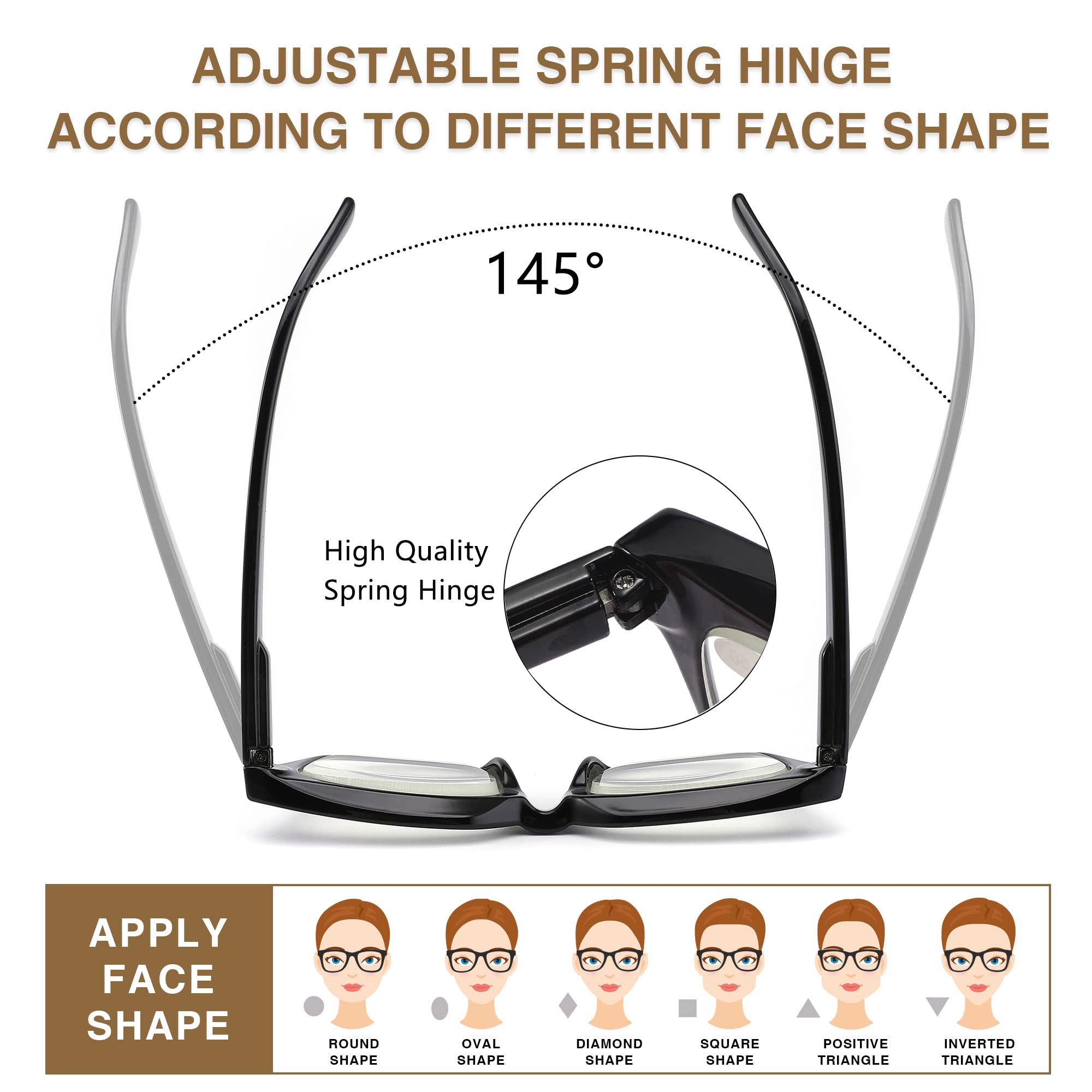 Louol Readers Oprah-style frames suitable for reading, gaming, and viewing.