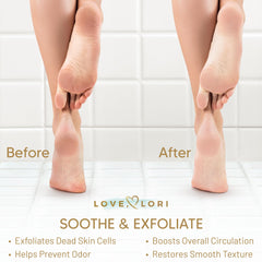 LOVE, LORI silicone material close-up highlighting durable, flexible scrubber.