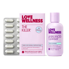 Love Wellness Balance Cleanser bottle for gentle vulvar cleansing and pH balance.