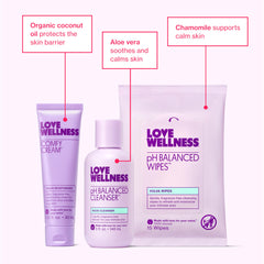 Love Wellness Comfy Cream texture close-up showing moisturizing richness.
