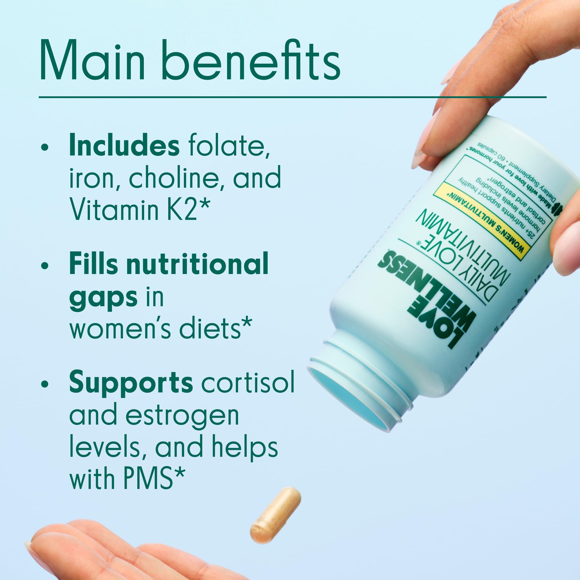 Love Wellness Daily Love multivitamin capsules for daily balance and vitality.