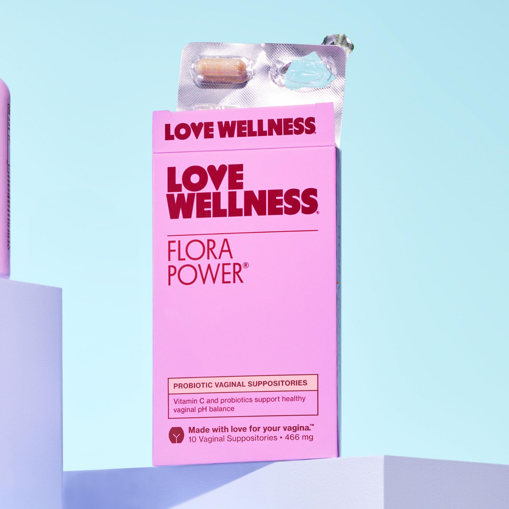 Ingredients panel for Flora Power with Lactobacilli and vitamin C.
