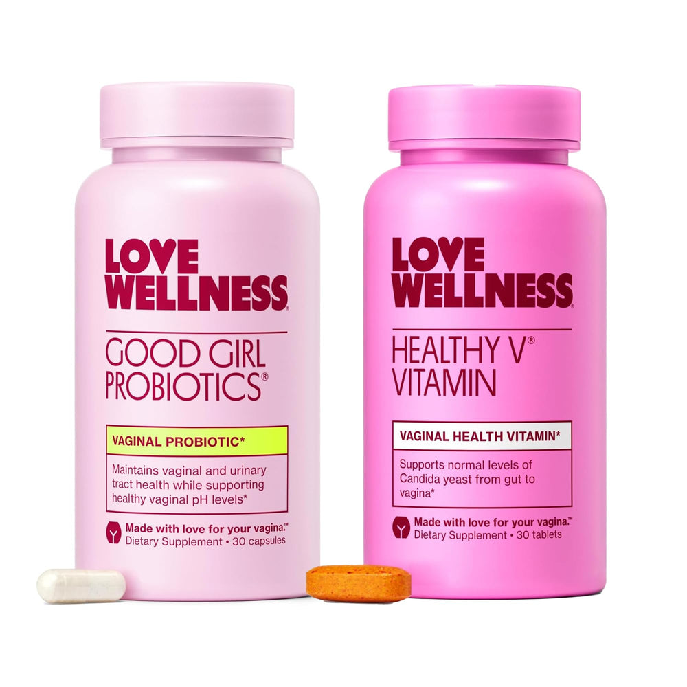 Love Wellness Good Girl Probiotics bottle front view for daily vaginal balance support.