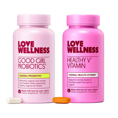 Love Wellness Good Girl Probiotics bottle front view for daily vaginal balance support.
