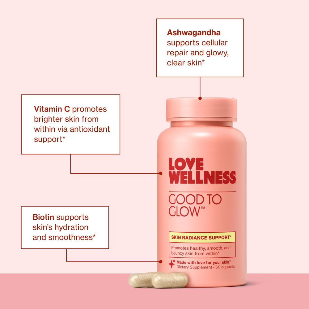 Love Wellness Good to Glow daily use promotes hydrated, nourished skin texture.