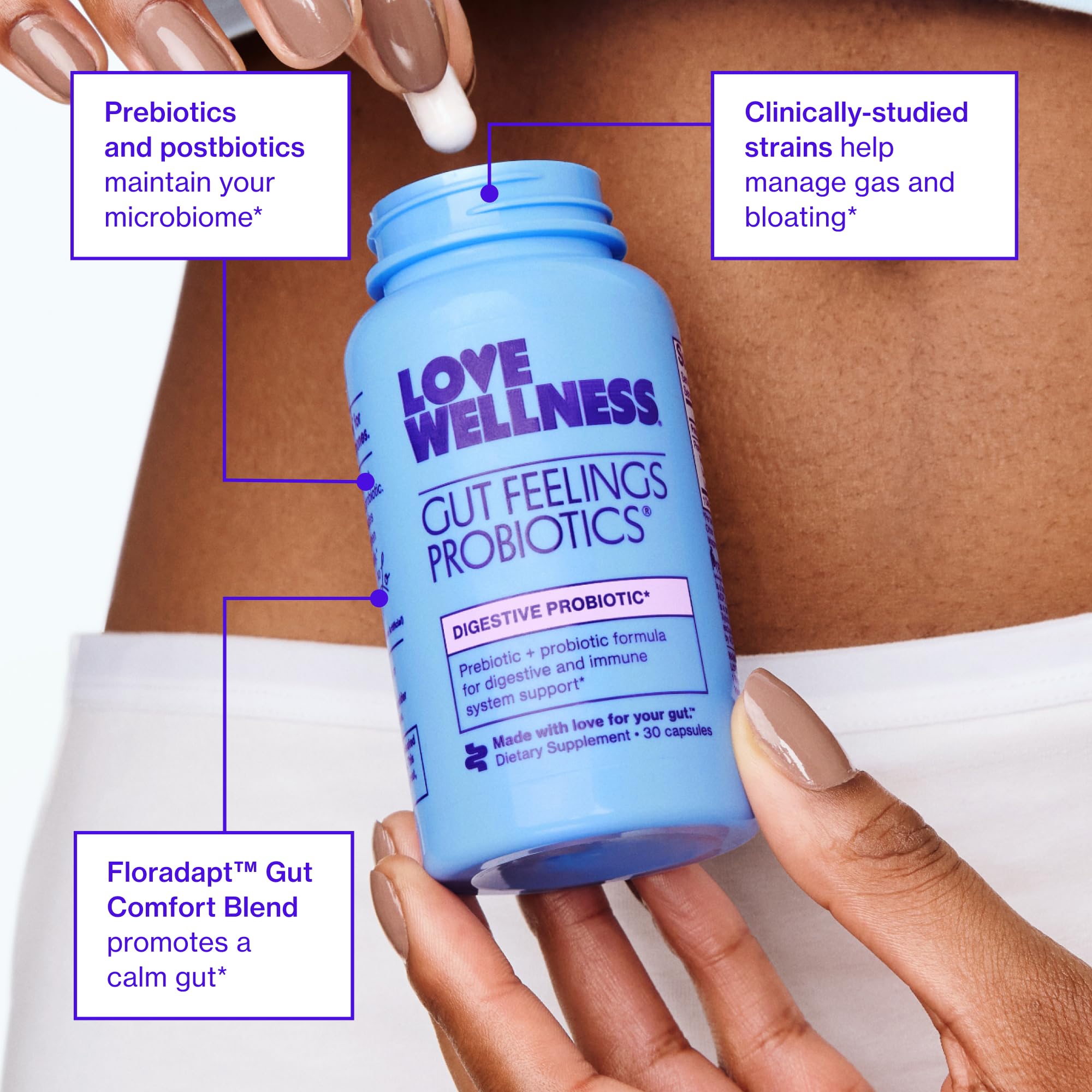 Bottle with serving size reminder for easy daily use