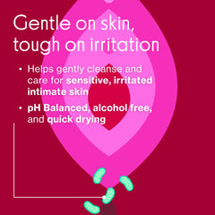 Closeup of application on intimate area with soothing fragrance-free formula