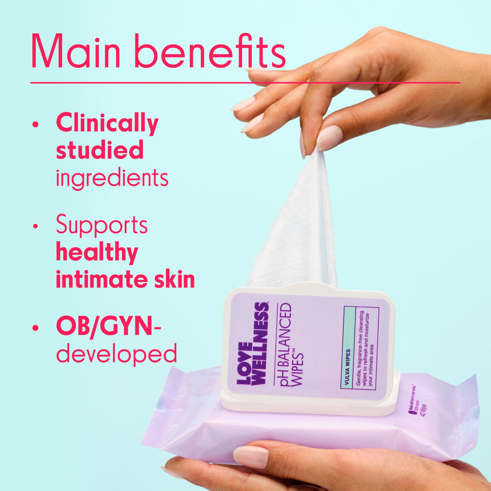 Love Wellness pH Balancing Cleanser foam in hand for daily freshness
