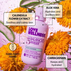 Close-up of lather during shower using Love Wellness cleanser for sensitive skin