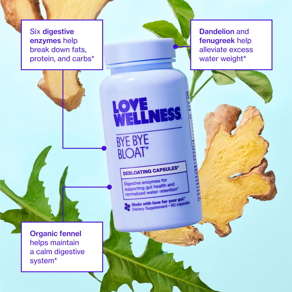 Love Wellness Sparkle Fiber bottle shows chia and flax for fullness.