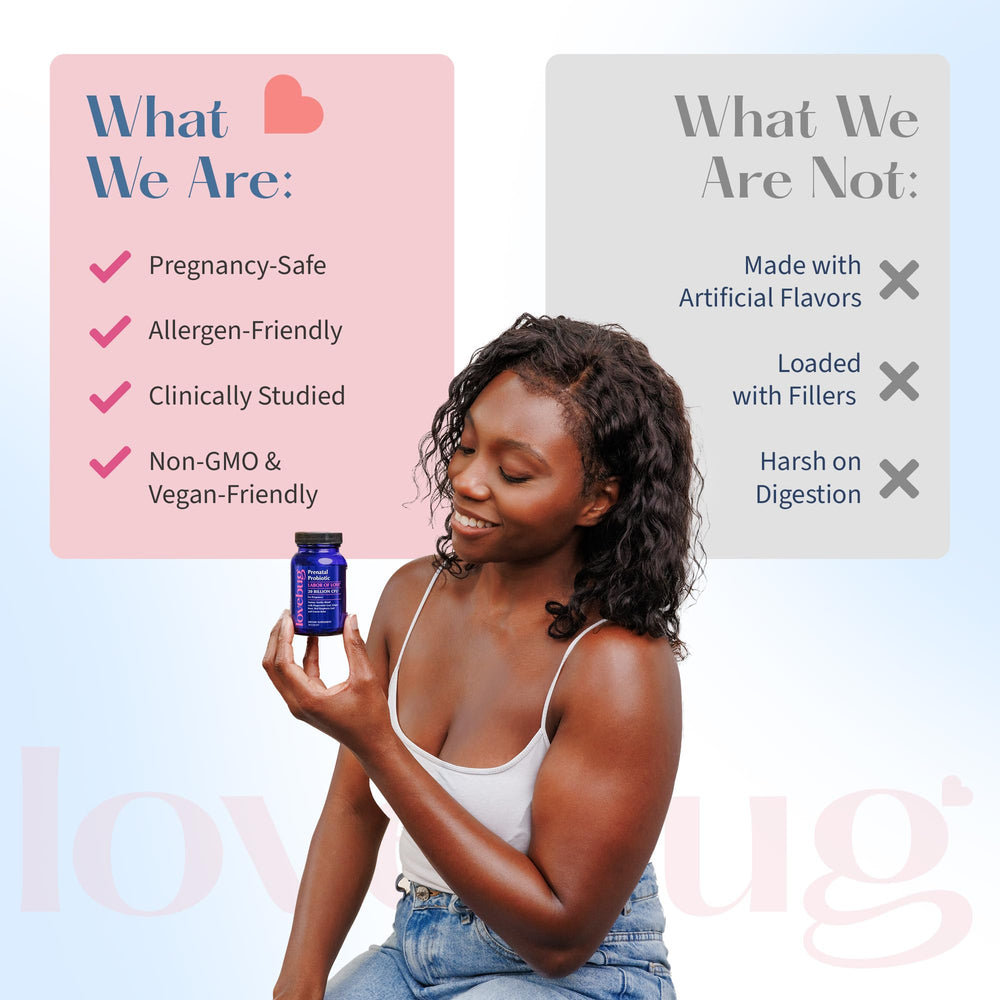 LoveBug Prenatal includes Vitamin D3 for nutrient support.