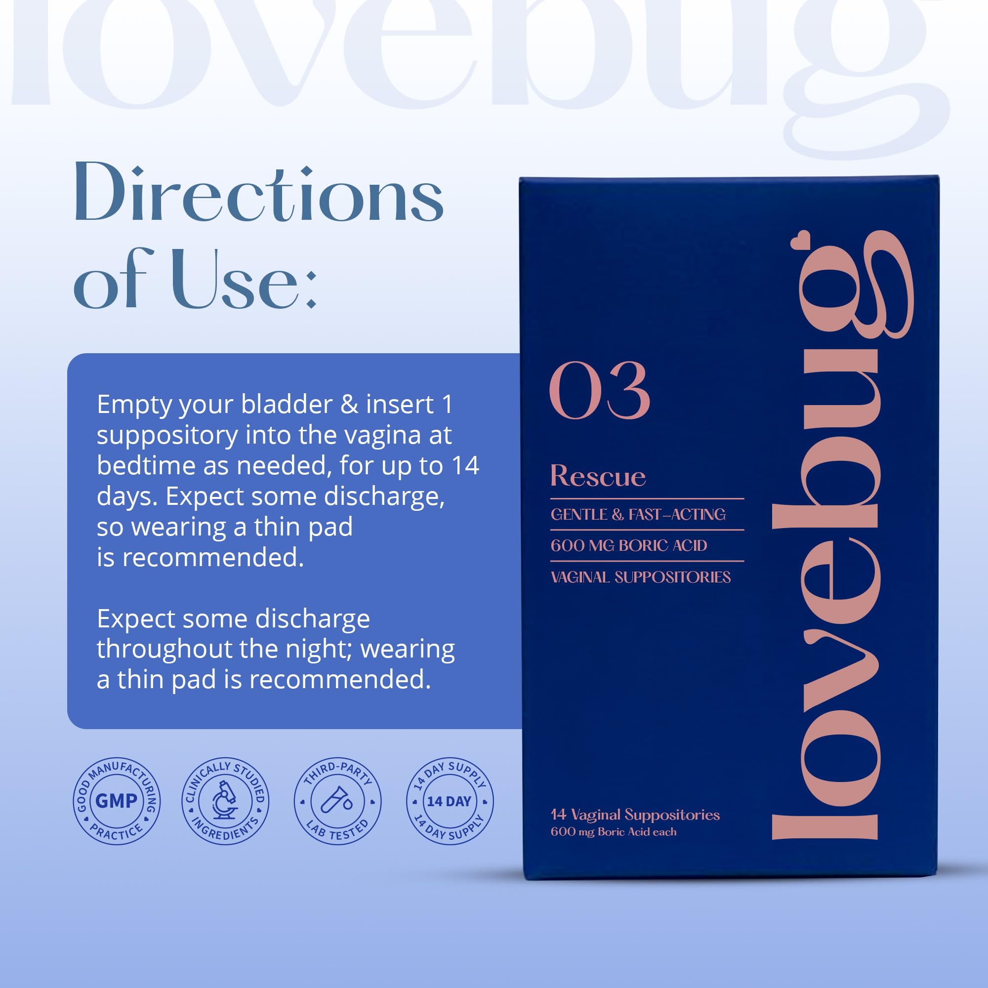 User inserts at bedtime for targeted care.