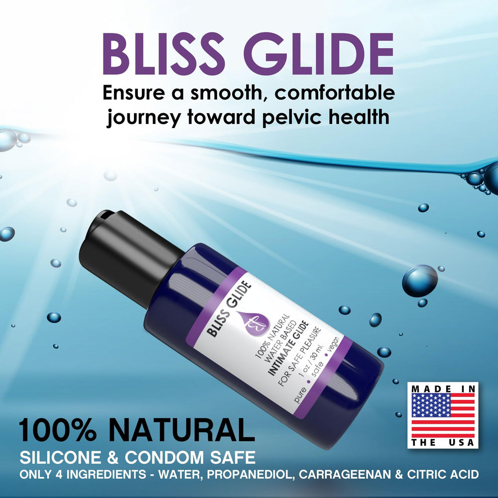 Loving Sex Bliss Glide bottle included for smooth lubrication during routines.