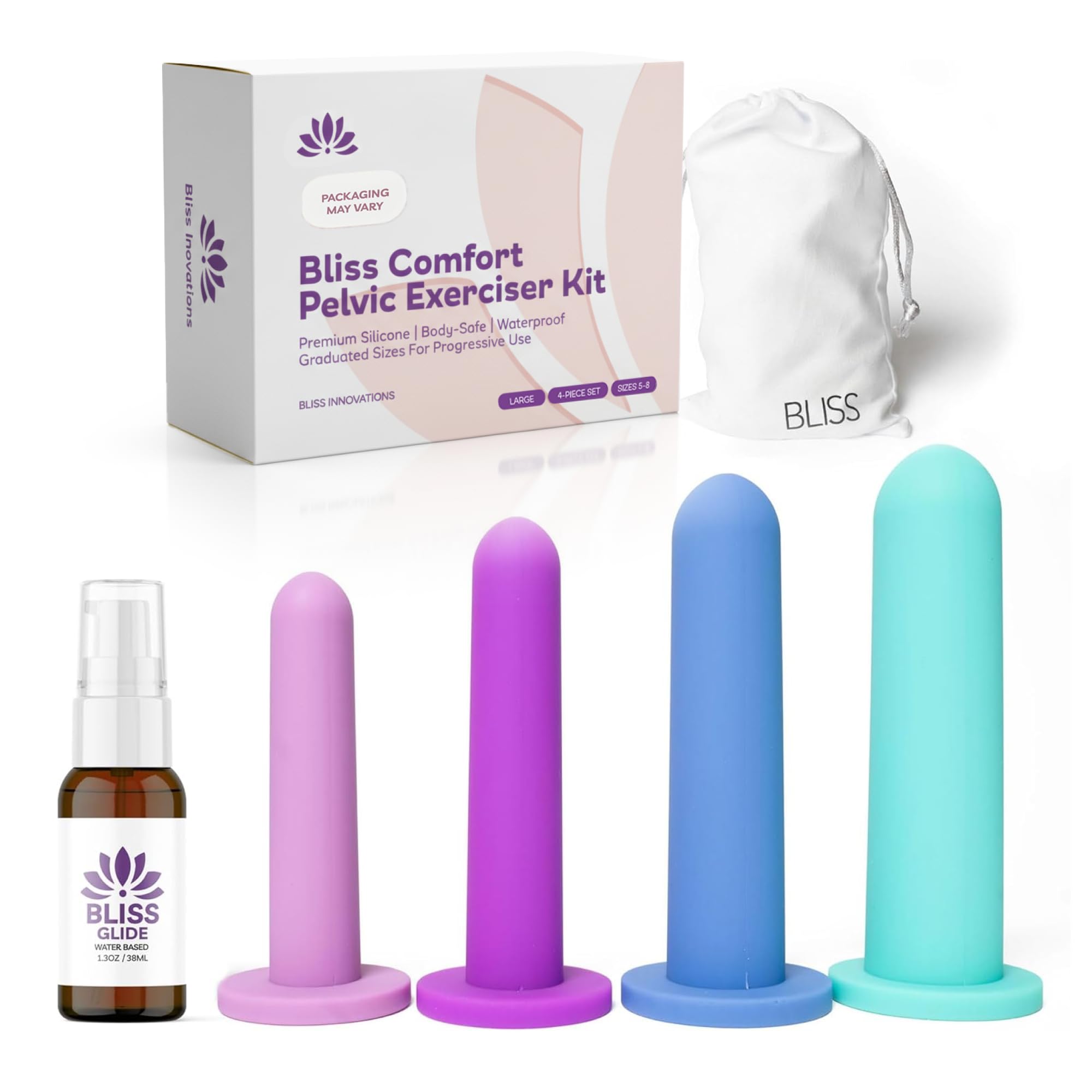 Loving Sex Bliss Innovations trainer size 5 for gradual pelvic training at home.