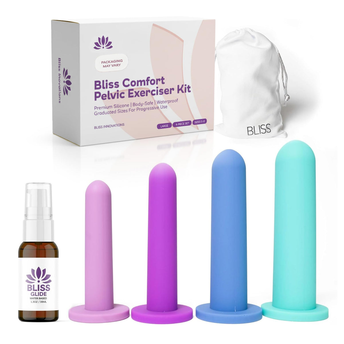 Loving Sex Bliss Innovations trainer size 5 for gradual pelvic training at home.