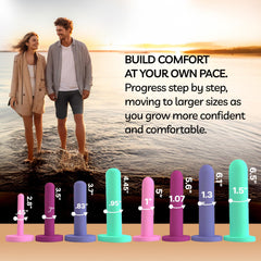 Loving Sex Bliss Innovations Comfort Size 3 silicone tool enhances flexibility.