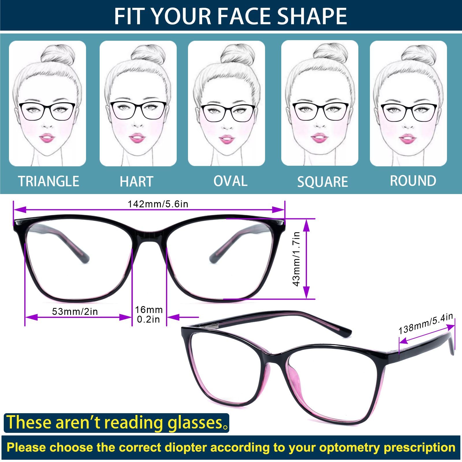 Lovispecs cat-eye black frame distance glasses, stylish and practical