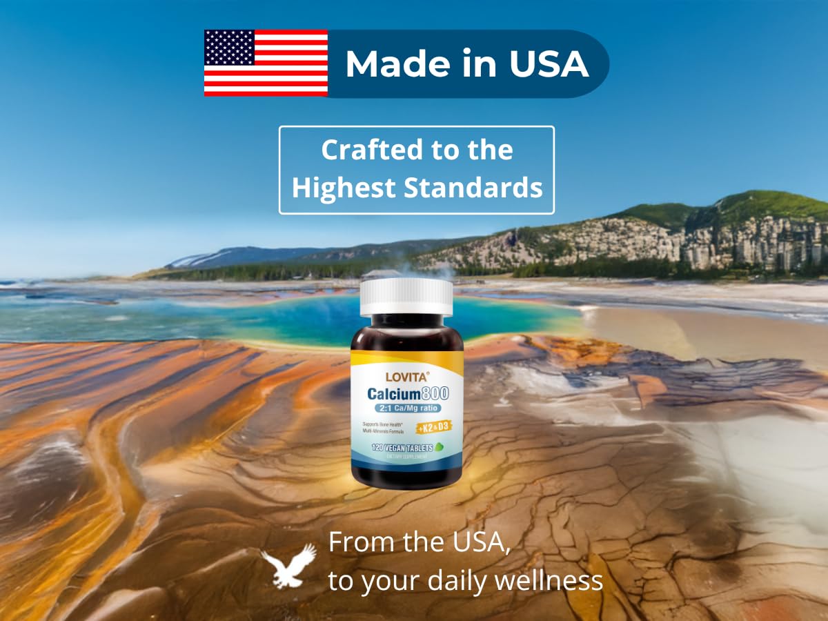 Daily-use Lovita calcium citrate 800mg tablets ready for routine daily intake.