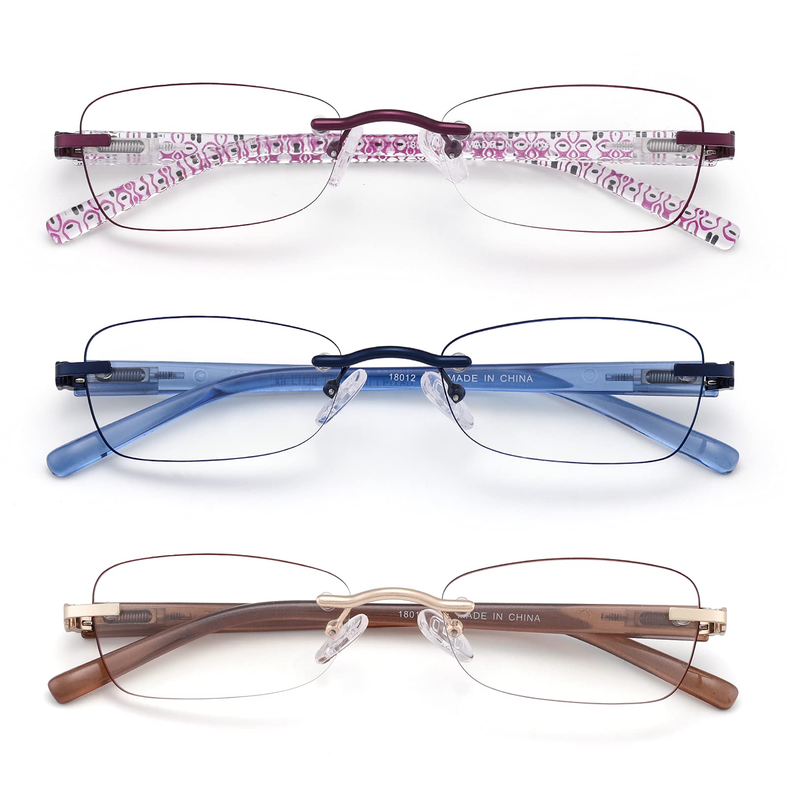 LOVIVY rimless reading glasses with patterned arms for an elegant daytime look