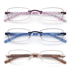 LOVIVY rimless reading glasses with patterned arms for an elegant daytime look