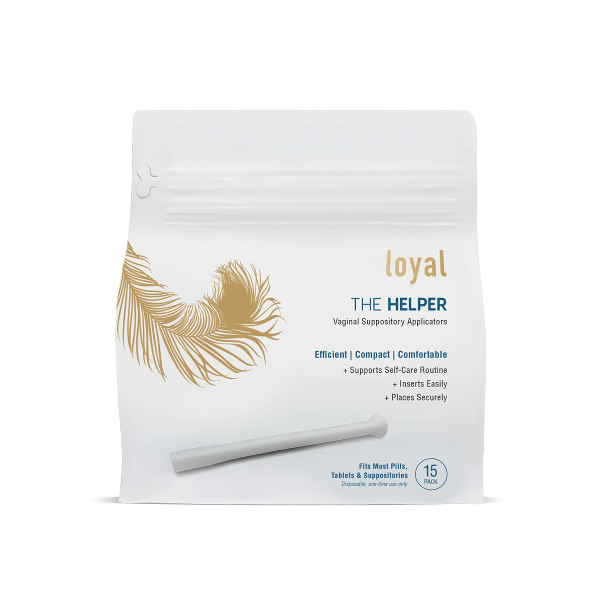 Loyal The Helper applicator back view, compact and discreet for storage.