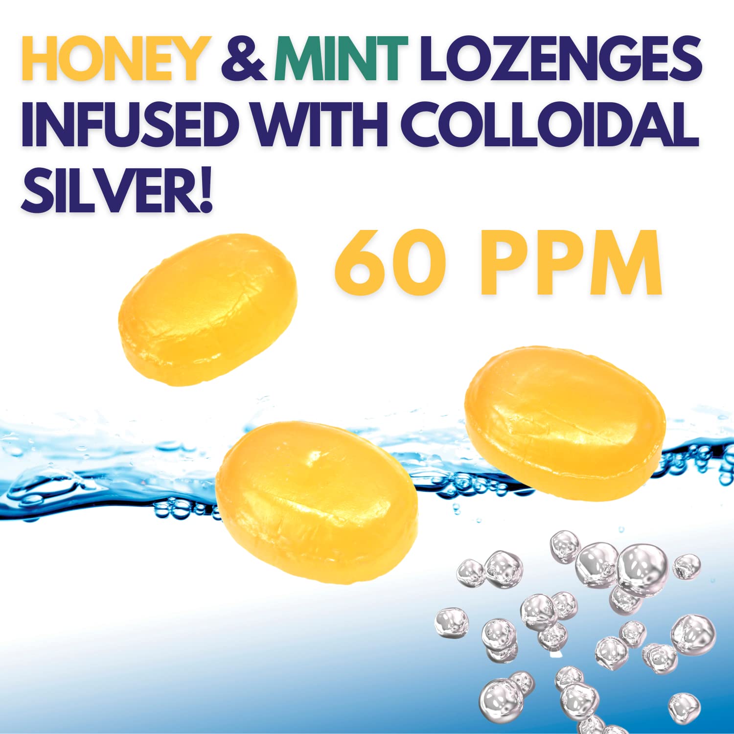 Close-up of lozenge texture showing cooling, soothing action.