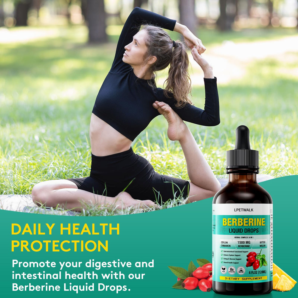 LPETWALK Berberine liquid drops dispensed drops into a glass of water