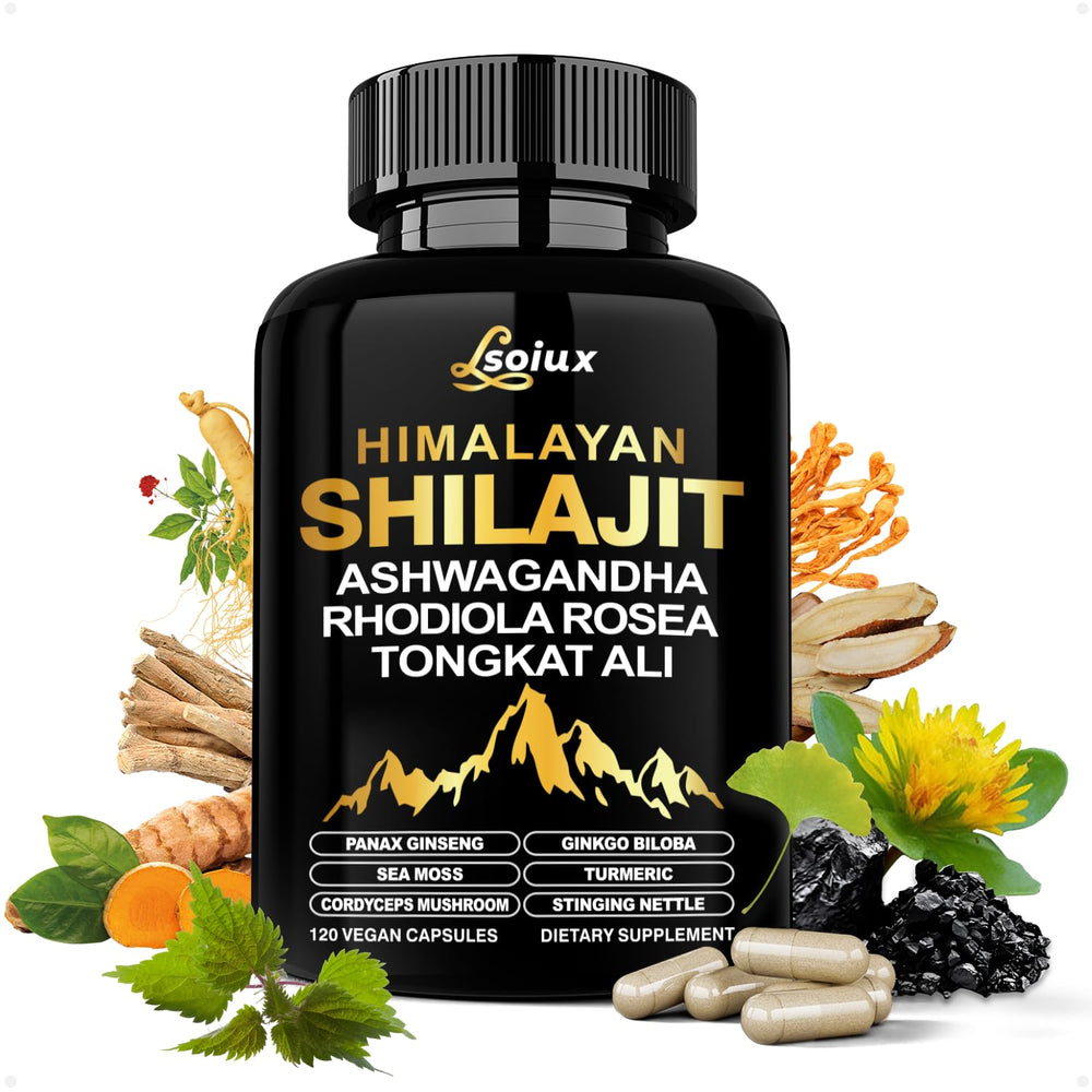 LSOIUX Shilajit capsules bottle front for daily vitality support