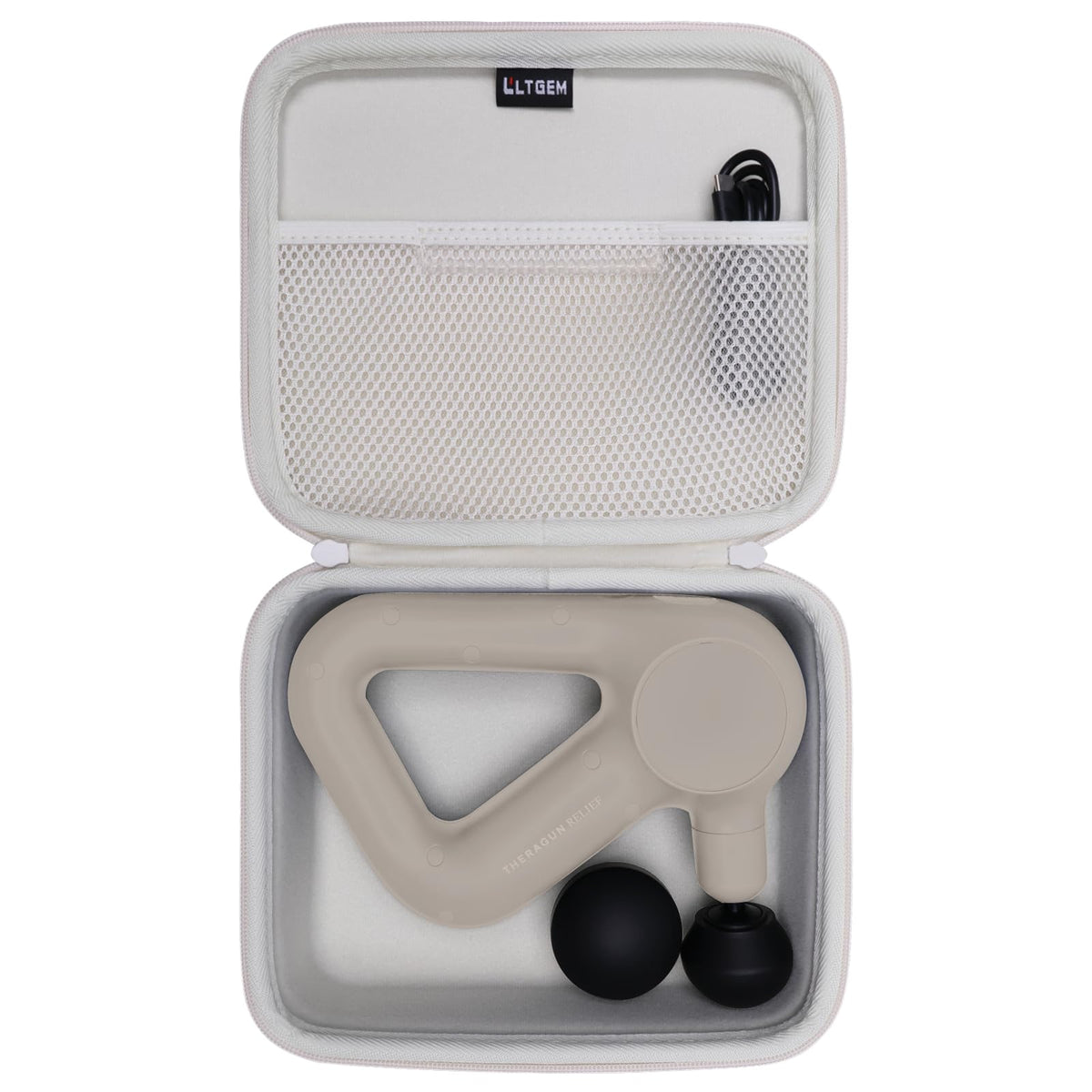LTGEM massage case with Theragun fit keeps the device secure on the go.